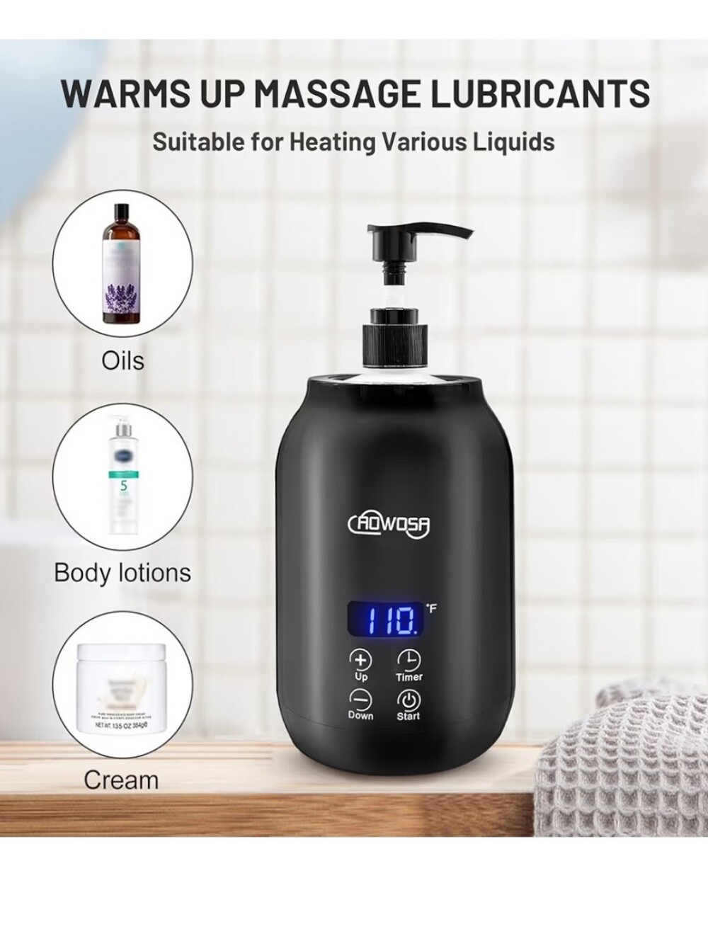 Professional Electric Oil/Lotion Massage Warmer Bottle with Digital Heater